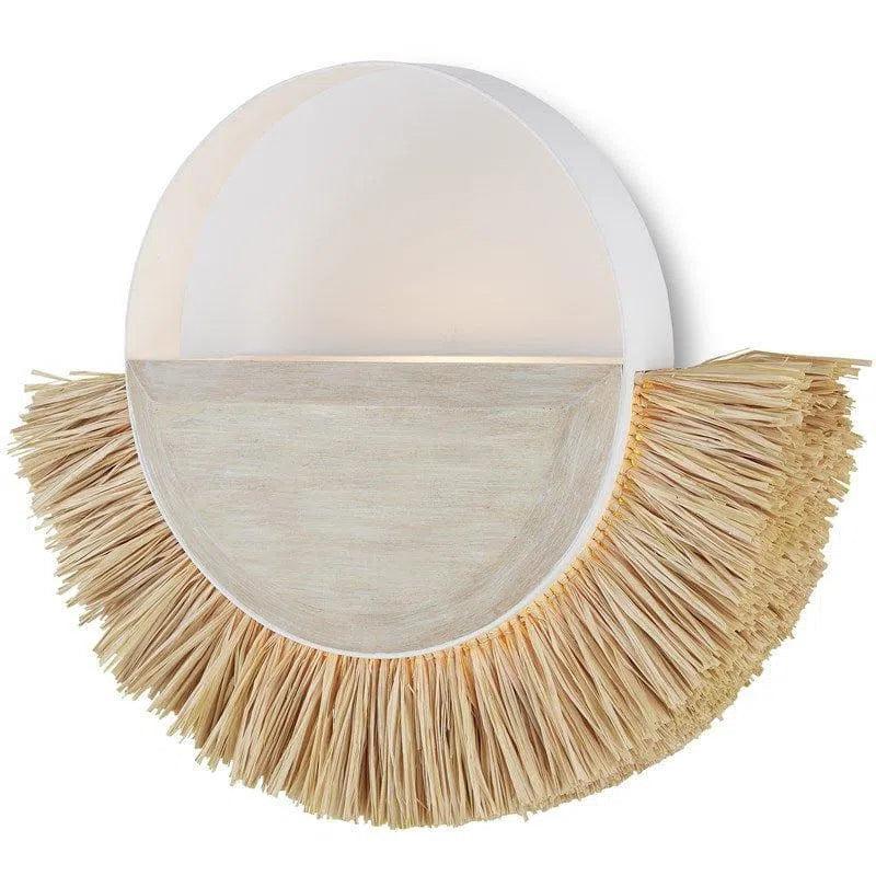 White Sandstone Natural Raffia Seychelles Wall Sconce