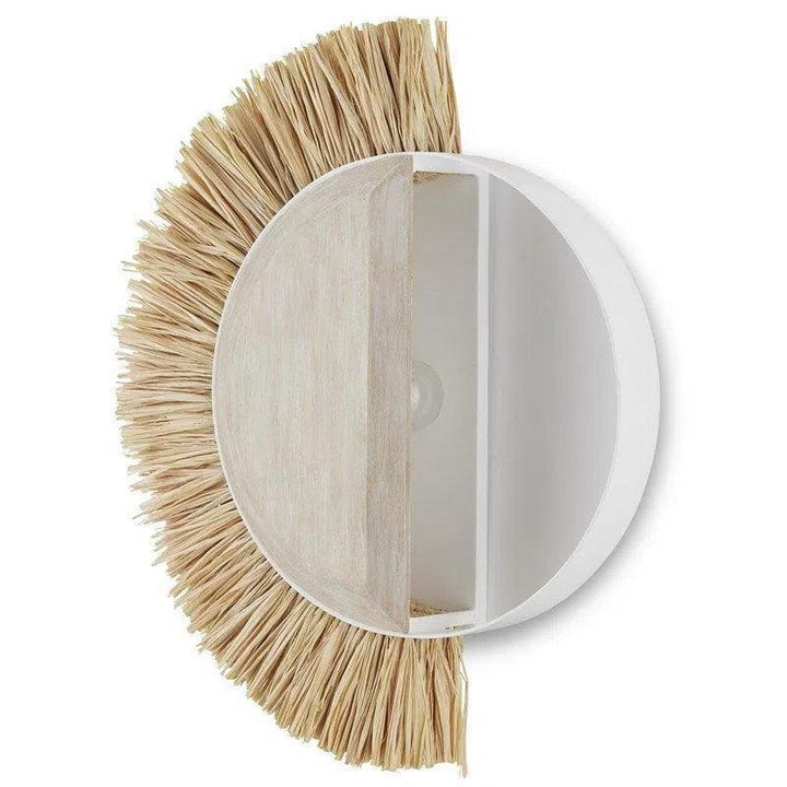 White Sandstone Natural Raffia Seychelles Wall Sconce - LOOMLAN - Currey & Co - Wall Sconces