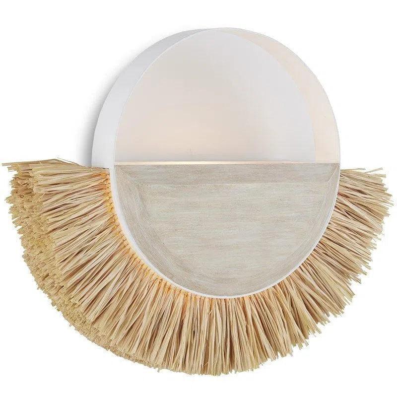 White Sandstone Natural Raffia Seychelles Wall Sconce