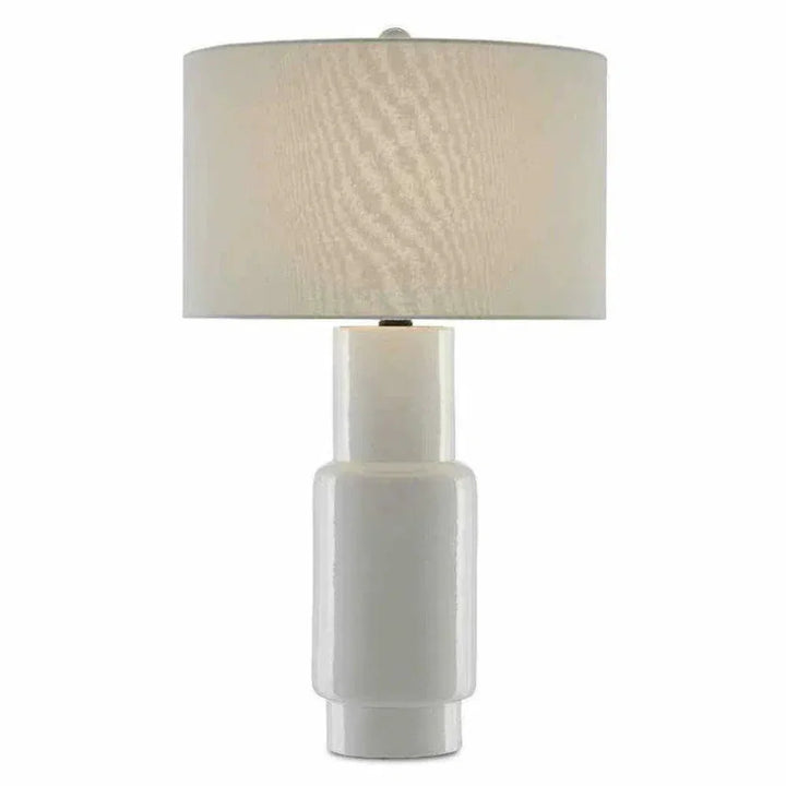 White Satin Black Janeen White Table Lamp - LOOMLAN - Currey & Co - Table Lamps