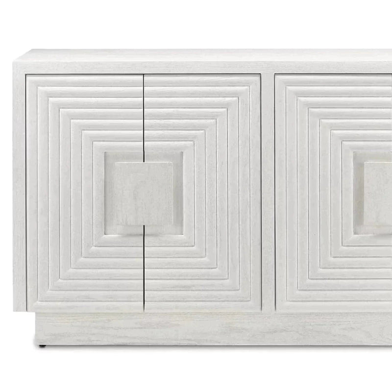 White Sideboard Modern Carved Wood Whitewashed Credenza Sideboards LOOMLAN By Currey & Co