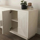 White Sideboard Modern Carved Wood Whitewashed Credenza Sideboards LOOMLAN By Currey & Co