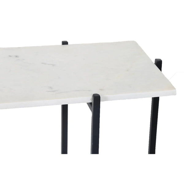 White Slim Console Table Marble Top With Metal Base Console Tables LOOMLAN By LHIMPORTS