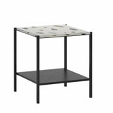 White Square Side Table With Shelves Metal Frame Side Tables LOOMLAN By LHIMPORTS