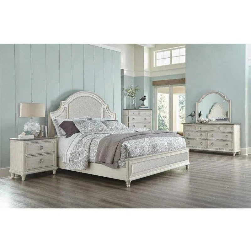 White Two-Tone Arched Headboard Bed Frame