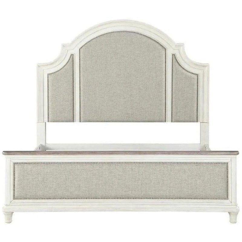 White Two-Tone Arched Headboard Bed Frame