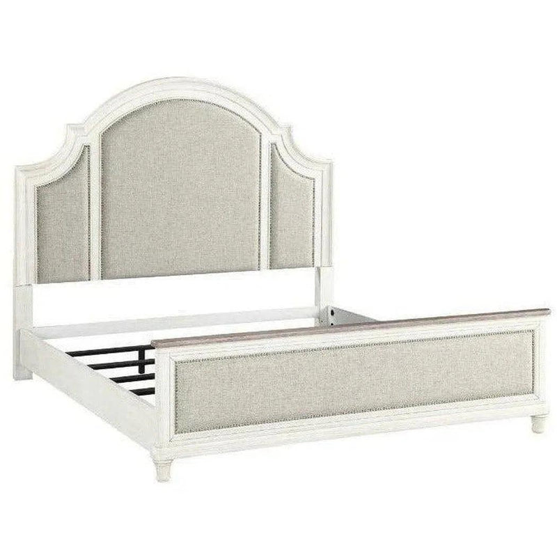 White Two-Tone Arched Headboard Bed Frame