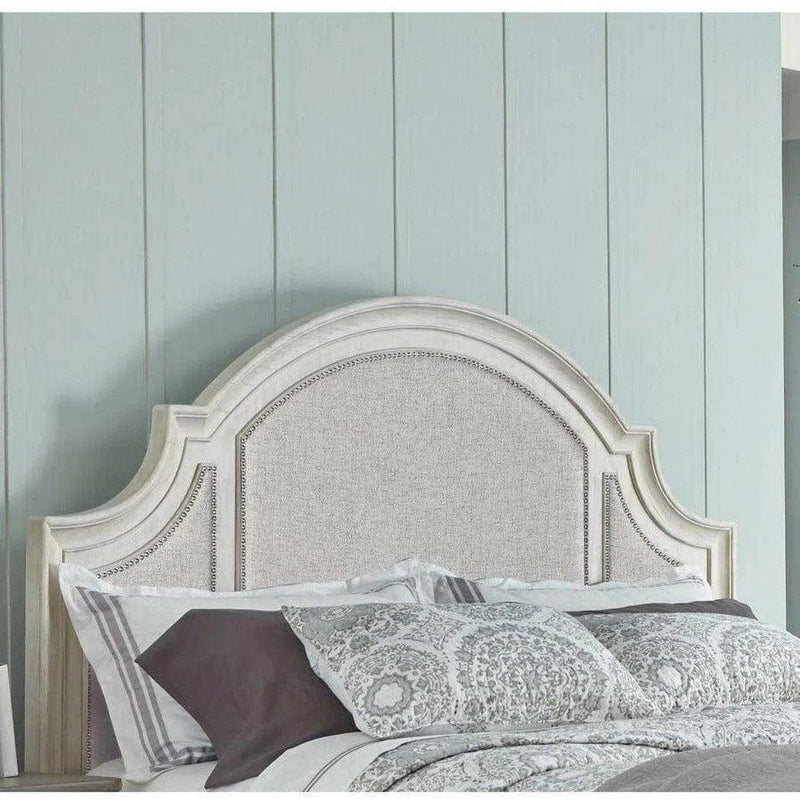 White Two-Tone Arched Headboard Bed Frame