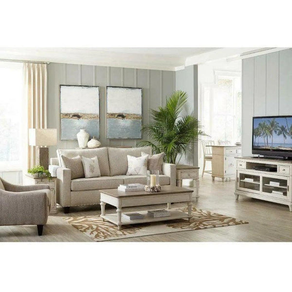 White Two-Tone Wood TV Stand Entertainment Console