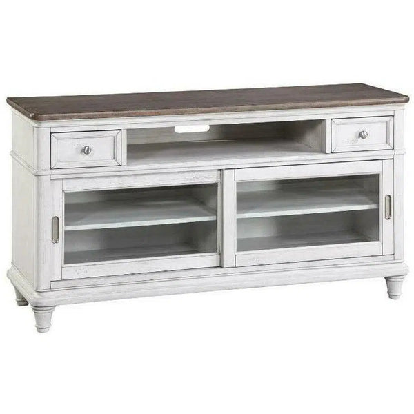 White Two-Tone Wood TV Stand Entertainment Console