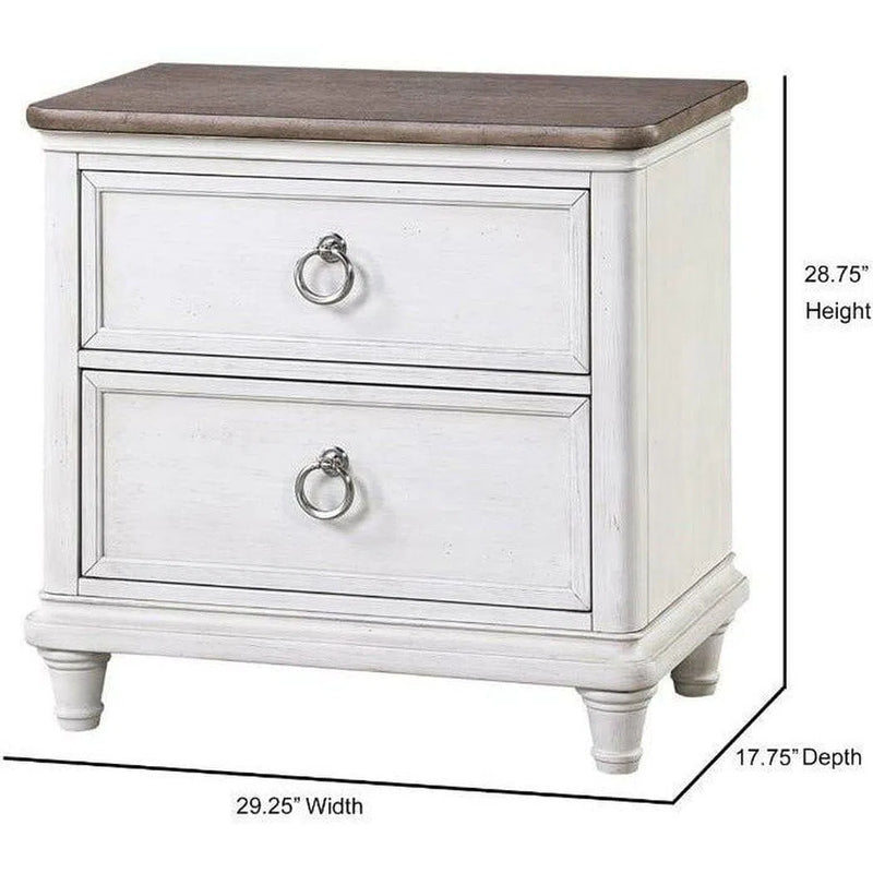 White Two-Tone Wooden Drawer Nightstand Nightstands LOOMLAN By Panama Jack