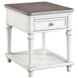 White Two-Tone Wooden End Table