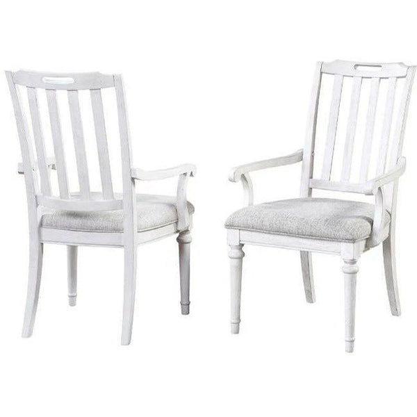 White Two-Tone Wooden Slat Back Arm Chair (set of 2) Dining Chairs LOOMLAN By Panama Jack
