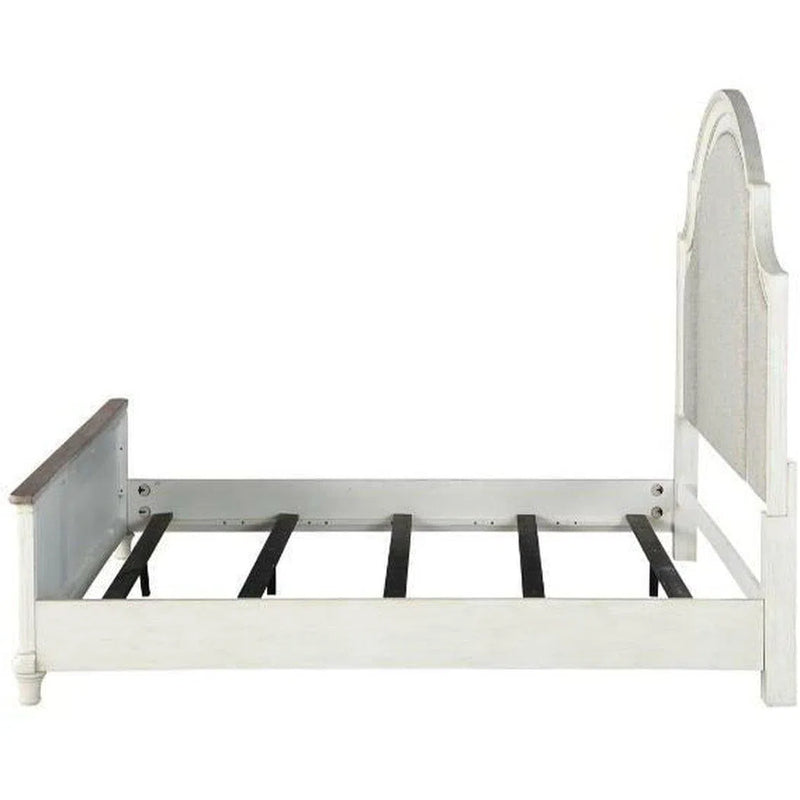 White Two-Tone Wooden Upholstered Queen Bed Frame Beds LOOMLAN By Panama Jack