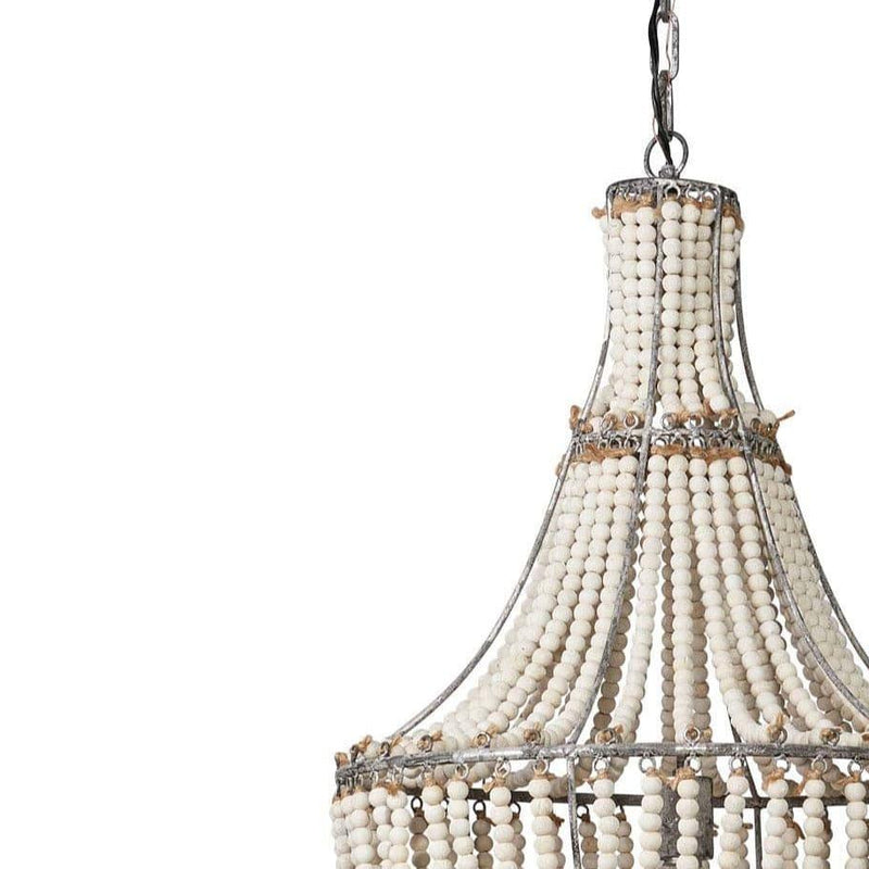 White Wood Beads Blanca Chandelier Chandeliers LOOMLAN By Jamie Young