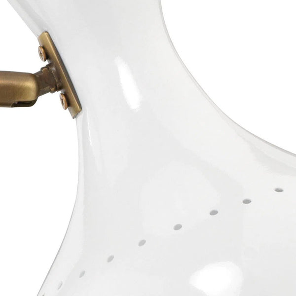 White and Antique Brass Aluminum Pisa Swing Arm Table Lamp Table Lamps LOOMLAN By Jamie Young