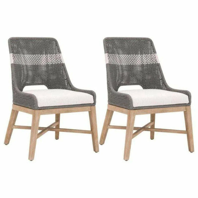 White and Grey Tapestry Rope Dining Chair Set of 2 Dining Chairs LOOMLAN By Essentials For Living