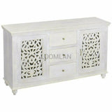 White bohemian sideboard with 3 drawers