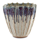 White with Blue and Purple Drip Sea Horizon Medium Vase Vases & Jars LOOMLAN By Currey & Co