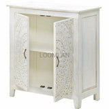 Whiteed Lace Mandala Accent Cabinet