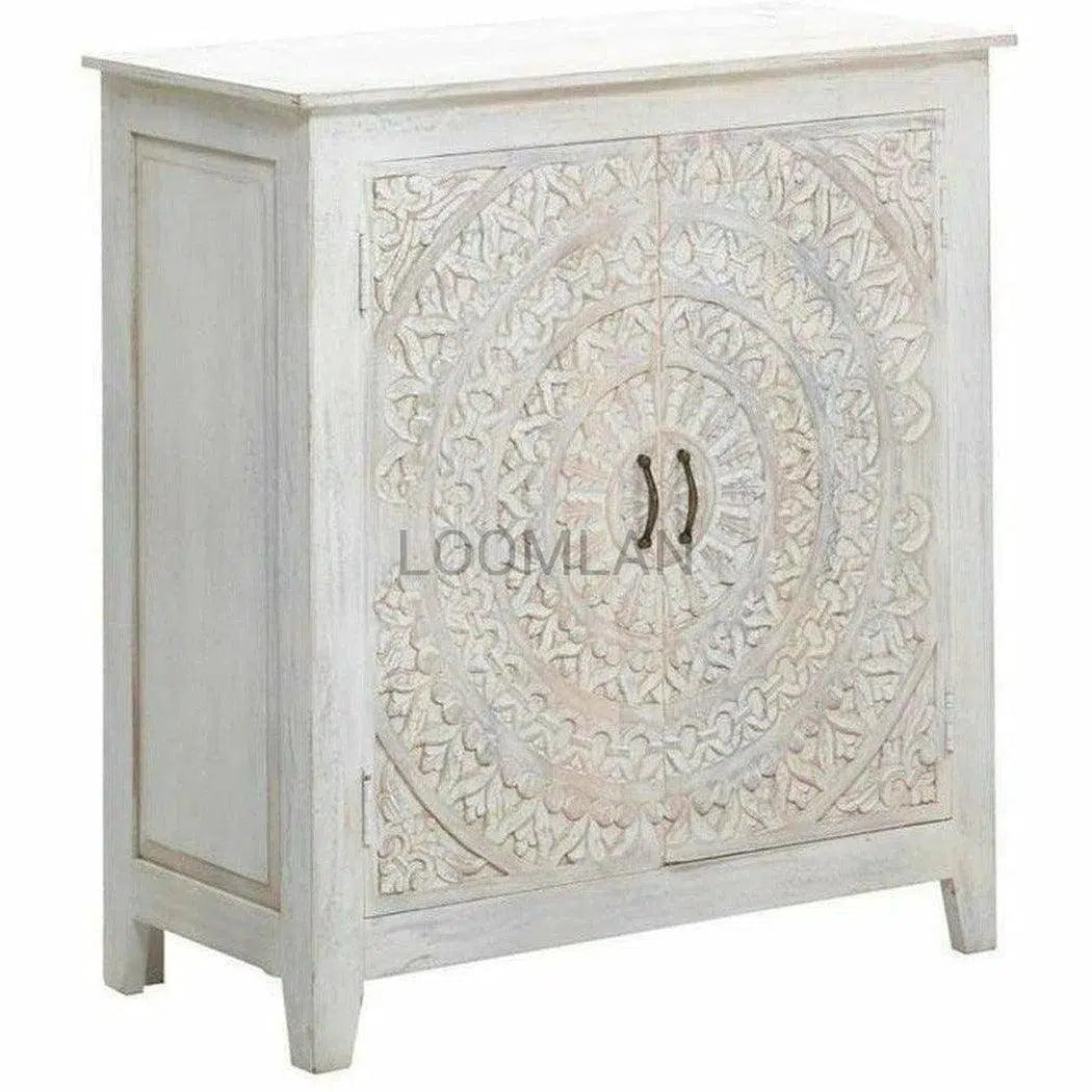 Whiteed Lace Mandala Accent Cabinet