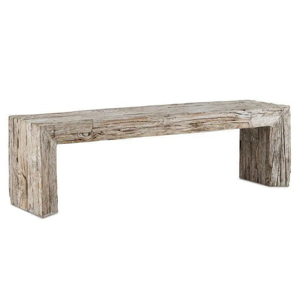 Whitewash Kanor Bench Bedroom Benches LOOMLAN By Currey & Co