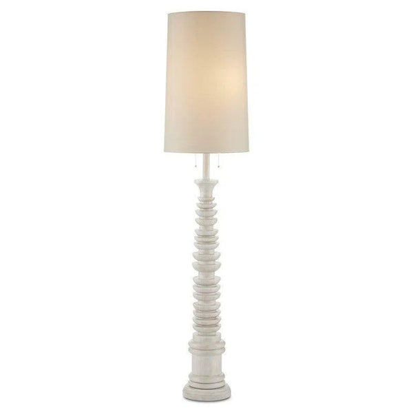 Whitewash Malayan White Floor Lamp Marjorie Skouras Collection Floor Lamps LOOMLAN By Currey & Co