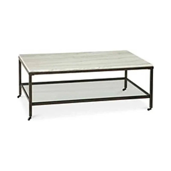 Whitman White Marble Topped Cocktail Table-Coffee Tables-Bassett Mirror-Rectangular-LOOMLAN