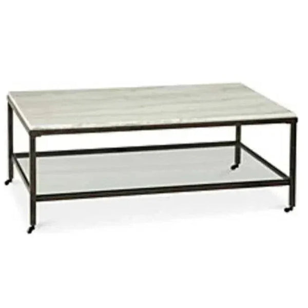 Whitman White Marble Topped Cocktail Table - LOOMLAN - Bassett Mirror - Coffee Tables