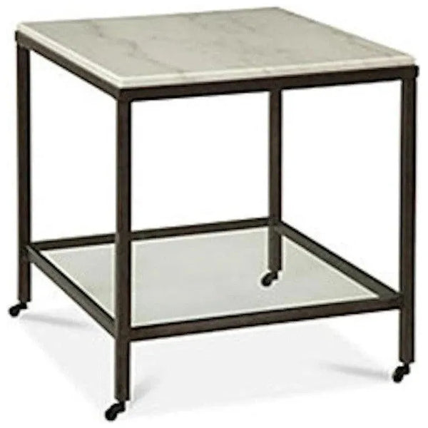 Whitman White Marble Topped End Table-Side Tables-Bassett Mirror-Square-LOOMLAN