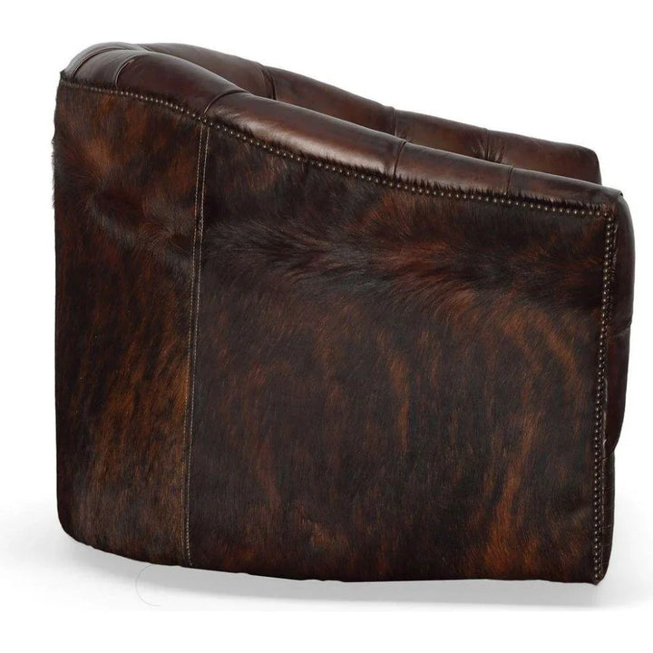 Wild Child Leather on Hide Western Swivel Club Chair - LOOMLAN - Uptown Sebastian - Club Chairs