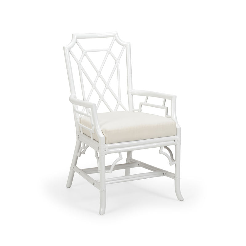 Wild Palm Rattan Frame White Armchair-Club Chairs-Wildwood-LOOMLAN