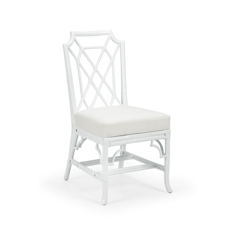 Wild Palm Rattan Frame White Side Chair-Dining Chairs-Wildwood-LOOMLAN