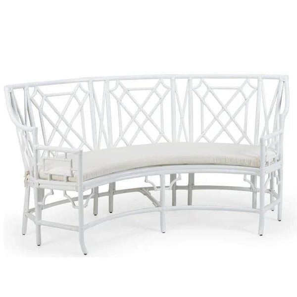 Wild Palm Rattan Framed Curved Settee - LOOMLAN - Wildwood - Bedroom Benches