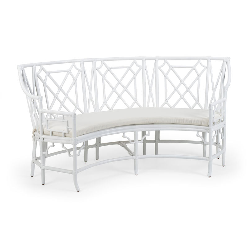 Wild Palm Rattan Framed Curved Settee-Bedroom Benches-Wildwood-LOOMLAN