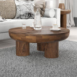 Wilder Wooden Round Coffee Table-Coffee Tables-LH Imports-LOOMLAN