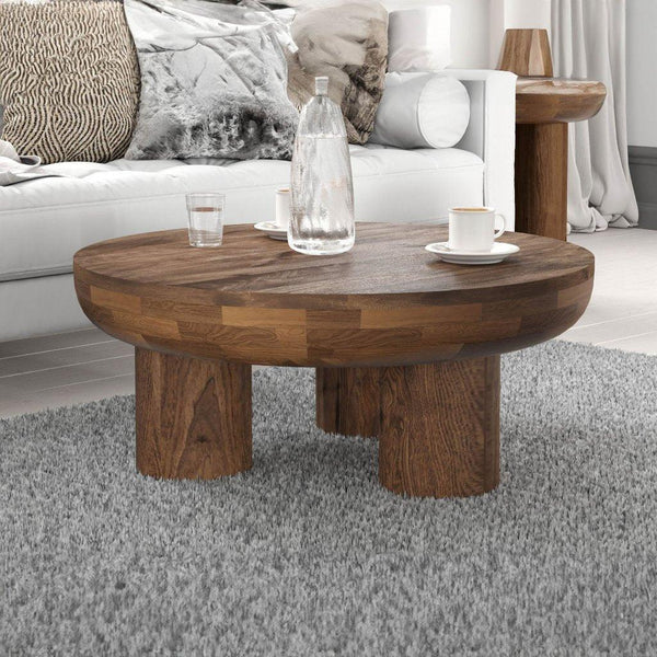 Wilder Wooden Round Coffee Table-Coffee Tables-LH Imports-LOOMLAN