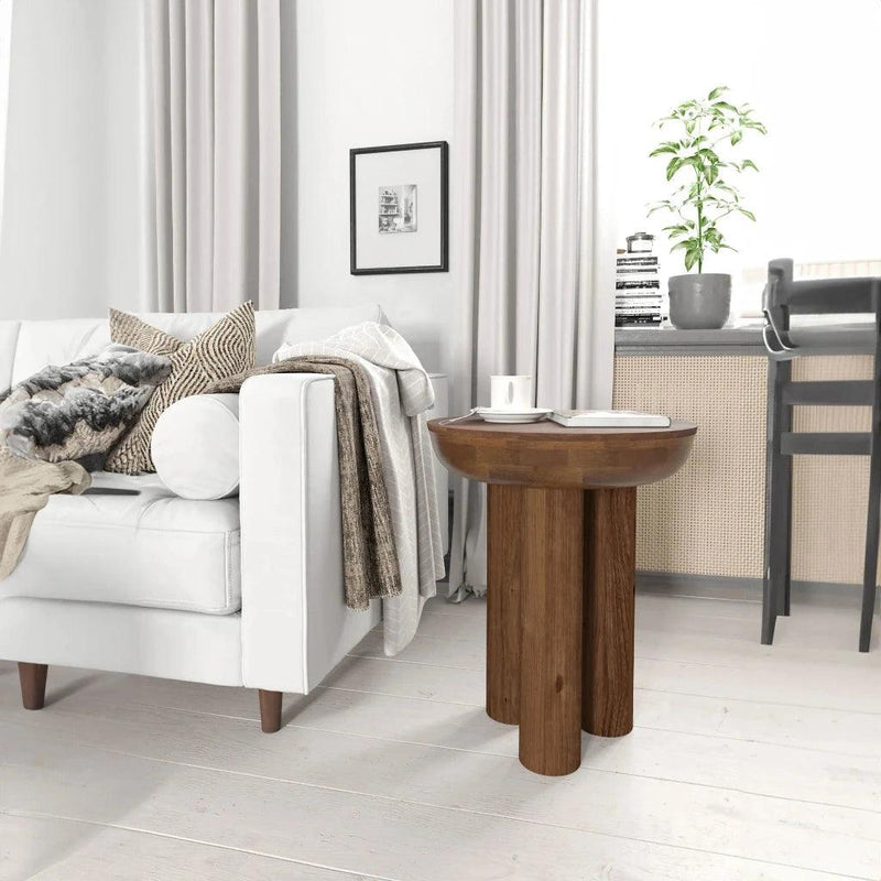 Wilder Wooden Round Side Table-Side Tables-LH Imports-LOOMLAN