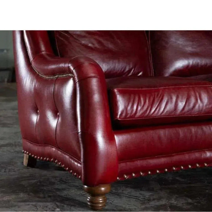 Williamsburg Burgundy Red Leather Sofa Made the USA - LOOMLAN - Uptown Sebastian - Sofas & Loveseats