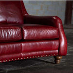 Williamsburg Burgundy Red Leather Sofa Made the USA