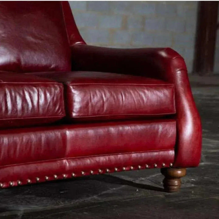 Williamsburg Burgundy Red Leather Sofa Made the USA - LOOMLAN - Uptown Sebastian - Sofas & Loveseats