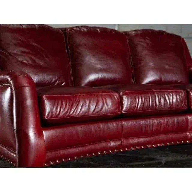 Williamsburg Burgundy Red Leather Sofa Made the USA - LOOMLAN - Uptown Sebastian - Sofas & Loveseats