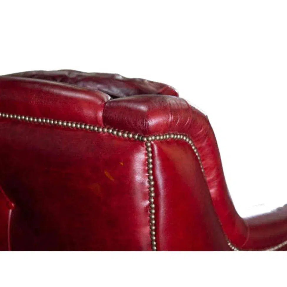 Williamsburg Burgundy Red Leather Sofa Made the USA