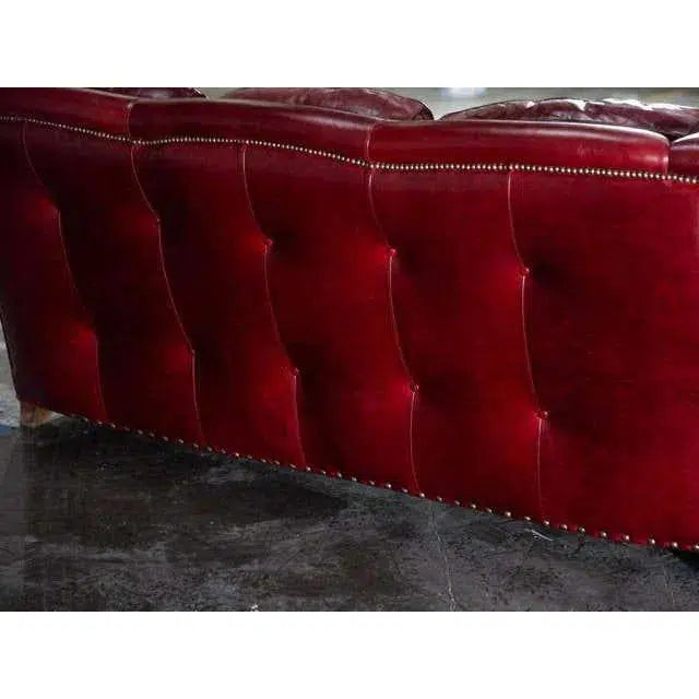 Williamsburg Burgundy Red Leather Sofa Made the USA