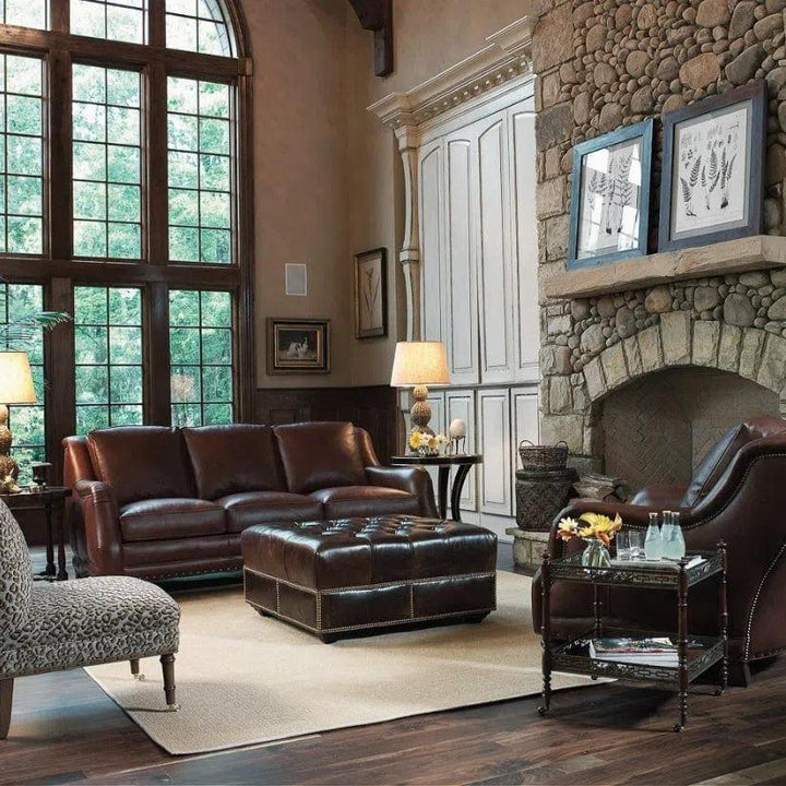 Williamsburg Burgundy Red Leather Sofa Made the USA - LOOMLAN - Uptown Sebastian - Sofas & Loveseats