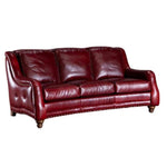 Williamsburg Burgundy Red Leather Sofa Made the USA