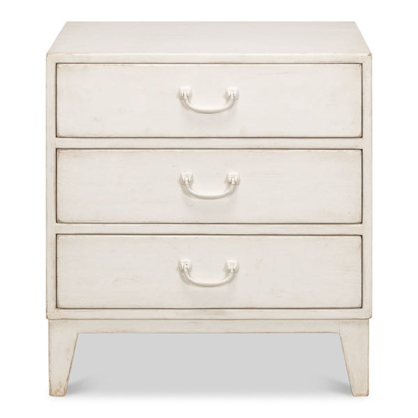 Willow 3 Drawer Commode Antique White-Dressers-Sarreid-LOOMLAN