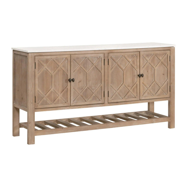 Willow Media Sideboard White Wash Pine White Quartz