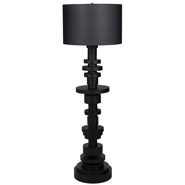 Wilton Black Steel Floor Lamp with Shade-Floor Lamps-Noir-LOOMLAN