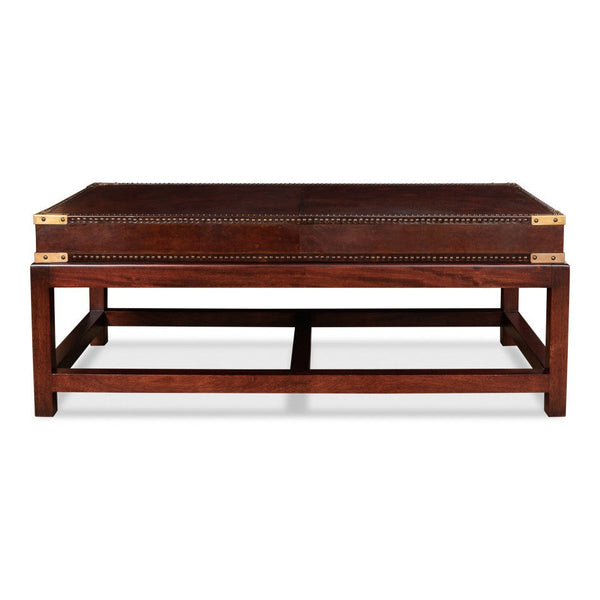 Winchester Rectangle Leather Coffee Table-Coffee Tables-Sarreid-LOOMLAN